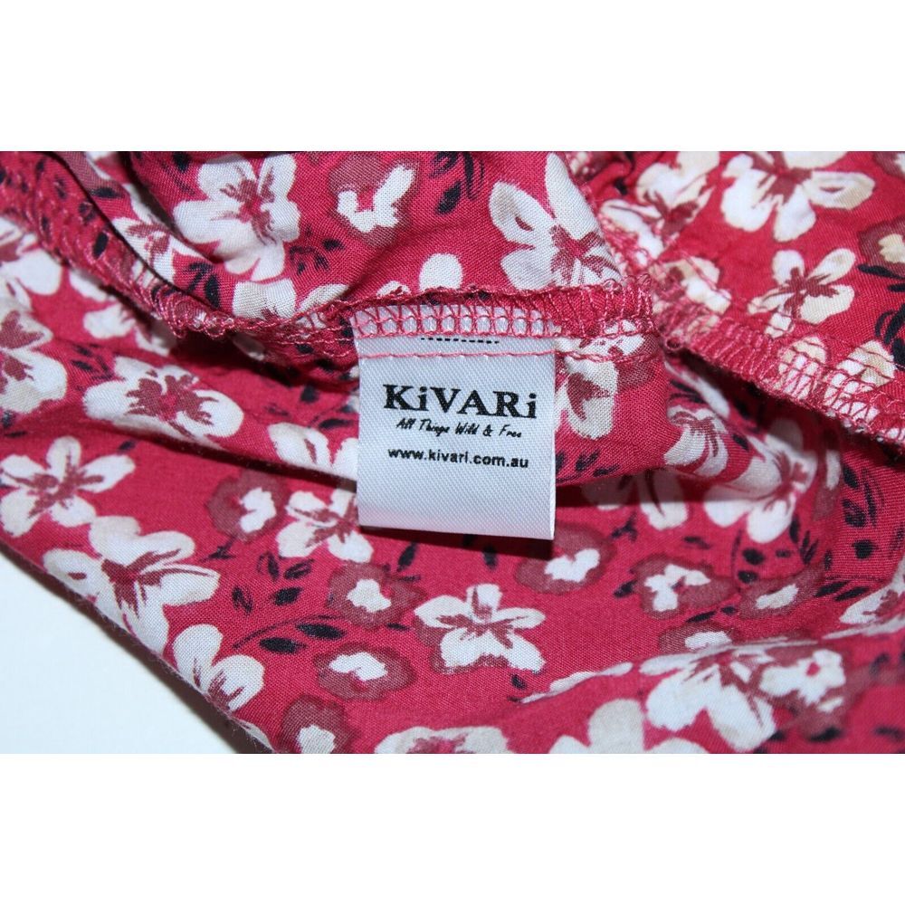 Kivari Women's XS Red White Floral Elastic Waist Rayon Shorts - Picture 8 of 10